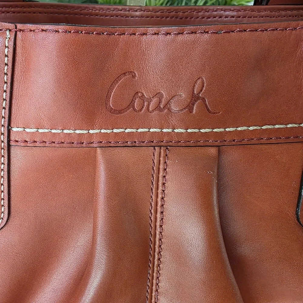 Coach Soho Y2K Pleated Leather Shoulder Bag Large Tote Burnt Orange